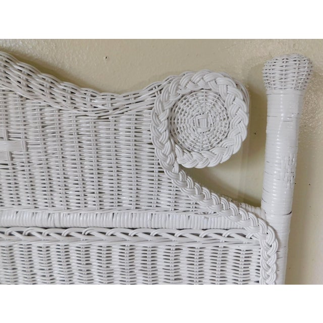 White Pair Vintage C1980s Ornate White Wicker Twin Size Headboards For Sale - Image 8 of 18