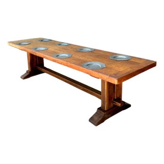 Vintage Monumental Metal Plate Refractory Monastery Table For Sale