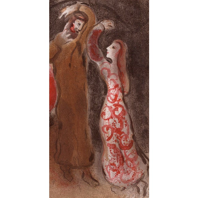 Modern Marc Chagall, Rencontre de Ruth et de Booz (Meeting of Ruth and Boaz), 1960, Original Lithograph For Sale - Image 3 of 8