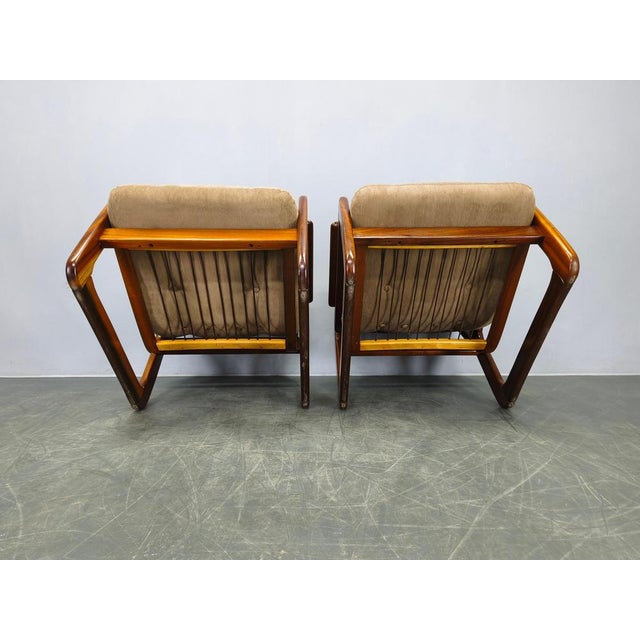 Scandinavian Lounge Chairs in Wood and Corduroy Upholstery, 1970s, Set of 2 For Sale - Image 14 of 15