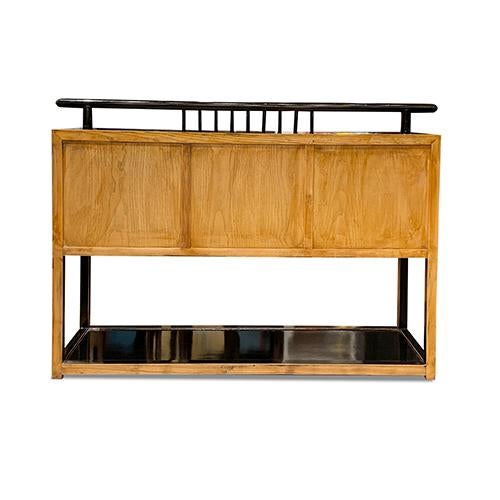 1980s 1980s Black Lacquer Stand Console Table For Sale - Image 5 of 5