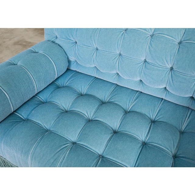 George Smith Tufted Mohair Velvet Sectional Sofa For Sale - Image 11 of 12