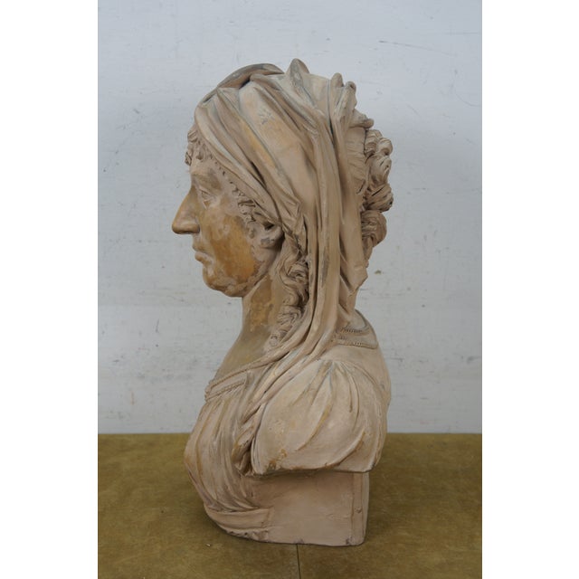 Late 20th Century Late 20th Century Classical Clay Terracotta Vailed Vestal Bust of a Woman Statue Sculpture 19" For Sale - Image 5 of 11