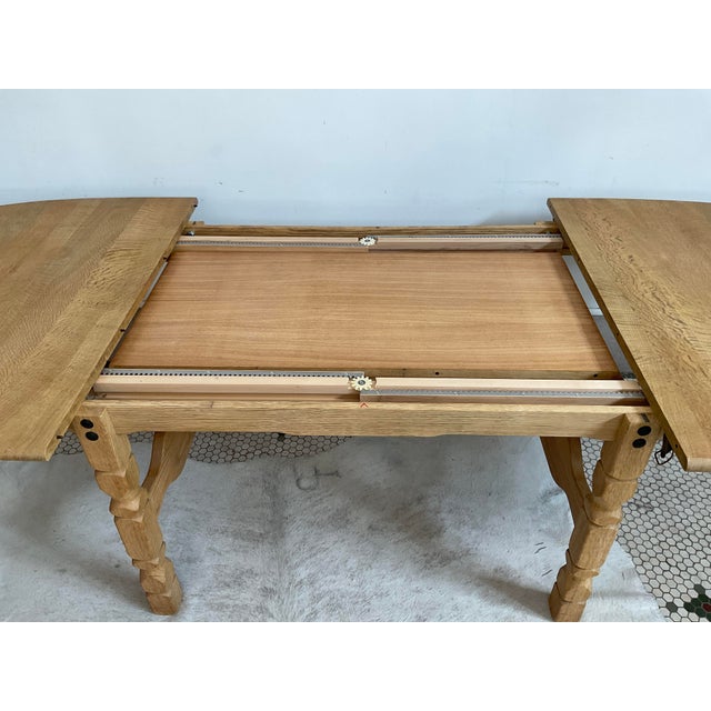 Wood 1970s Danish Brutalist Extendable Oak Dining Table in the Style of Henning Kjærnulf For Sale - Image 7 of 16