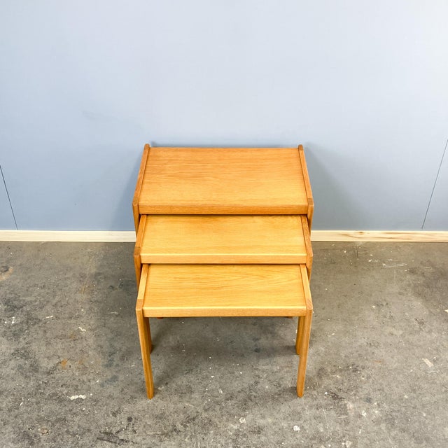 Wood Mid-Century Oak Nesting Tables by Christian Jensen, 1960s, Set of 3 For Sale - Image 7 of 12