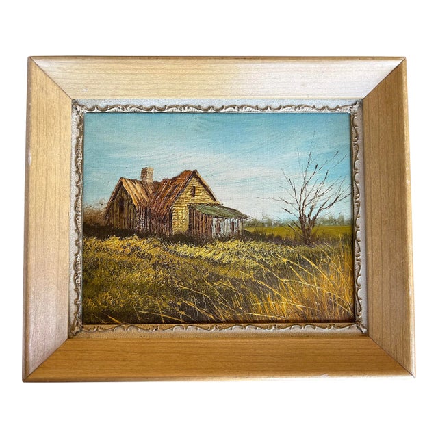 Vintage 1970’s Palette Knife Landscape Oil Painting 8 X 10” For Sale