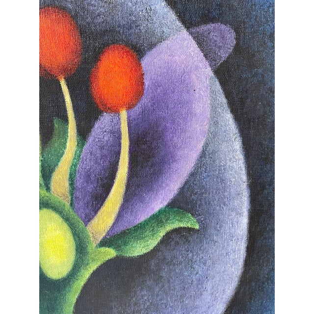 Abstract 1970s Eleanor Perry Acrylic on Masonite Expressionist Flower Painting For Sale - Image 3 of 10