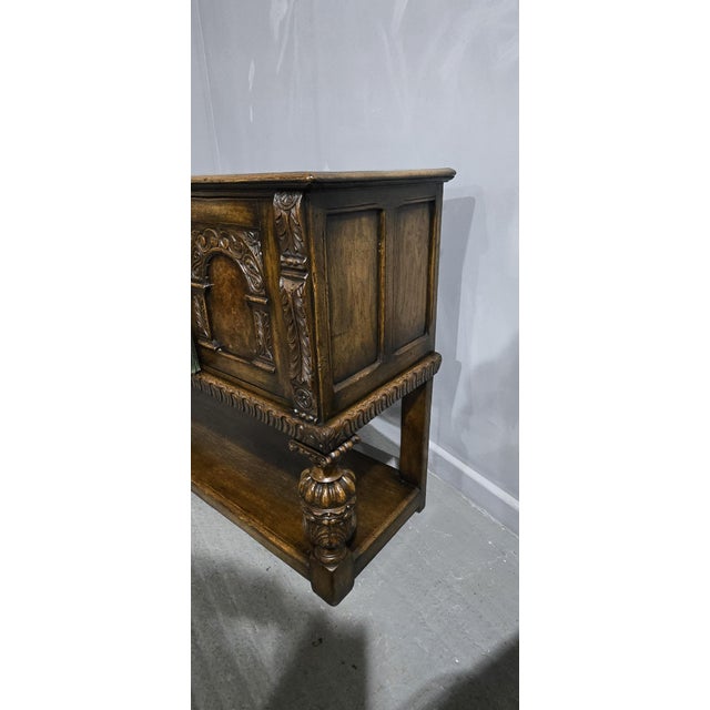 Vintage Elizabethan Sideboard in Oak and Burr Walnut, 1920 For Sale - Image 9 of 18