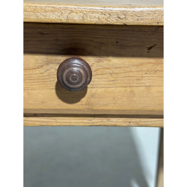 Antique Pine & Poplar Table With One Drawer From England For Sale - Image 9 of 18