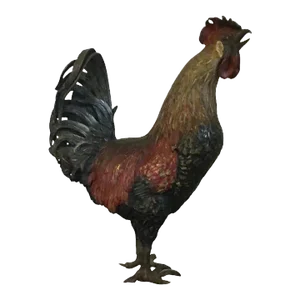 Painted Vienna Bronze Model of a Cockerel Rooster