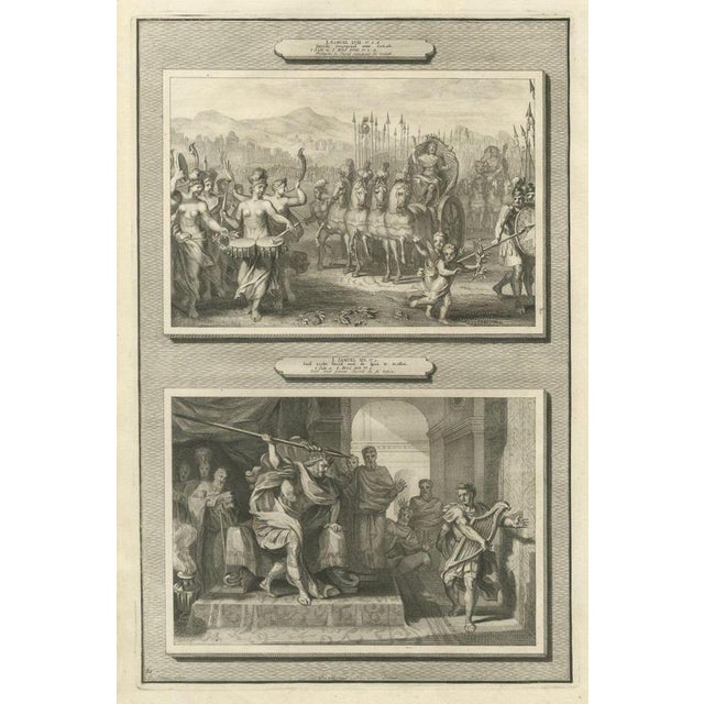Pieter Mortier, Triumph of David and Saul Hurls His Spear at David, 1700, Engraving For Sale - Image 12 of 12