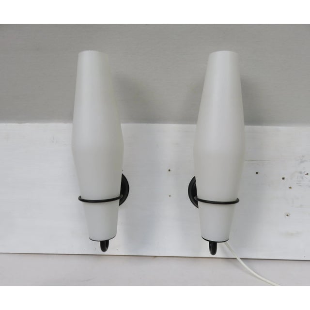 Italian Black Glass Wall Lights, 1950s, Set of 2 For Sale - Image 6 of 18