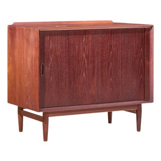 Arne Vodder for Sibast Mid Century Danish Teak Bar Record Cabinet Nightstand With Tambour Door For Sale