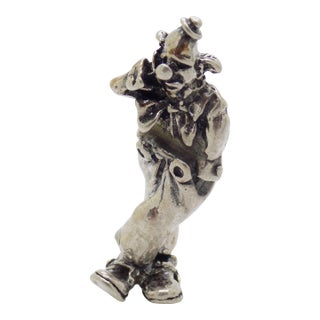 Vintage Italian Handmade Genuine Silver Sad Clown Figurine Sculpture For Sale