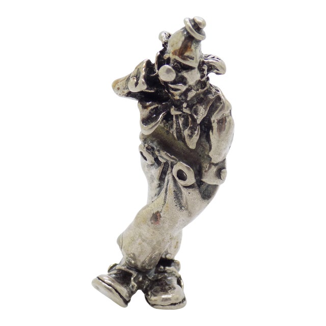 Vintage Italian Handmade Genuine Silver Sad Clown Figurine Sculpture For Sale