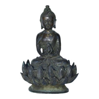 19th Century Chinese Young Buddha on Lotus Throne For Sale