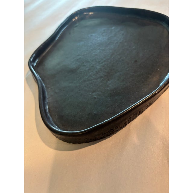 1990s Wabi-Sabi Style Organic Glazed Ceramic Display Slabs – Graduated Sculptural Pair For Sale - Image 9 of 11