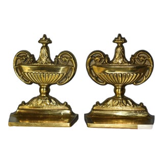 Vintage Pair of Solid Brass Neo-Classic Style Bookends For Sale