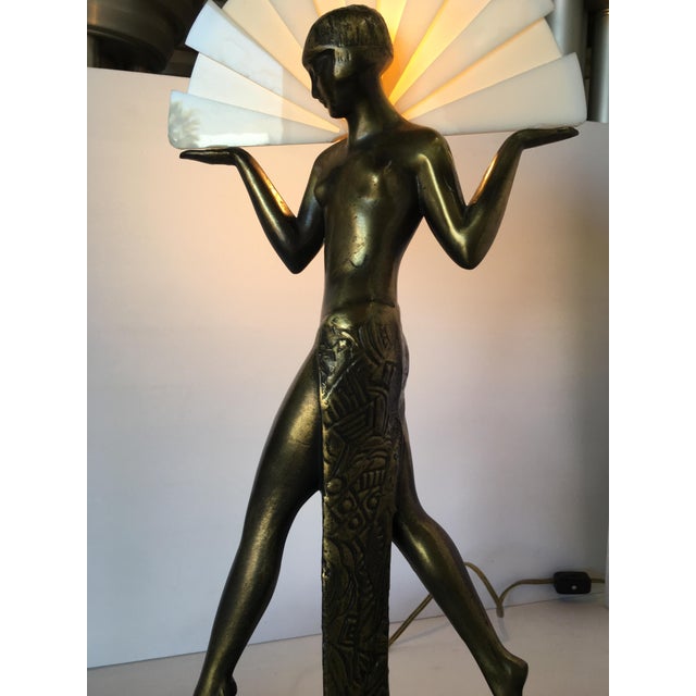 1980s 1980s Art Deco Style Egyptian Lamp W/ Marble Base For Sale - Image 5 of 10