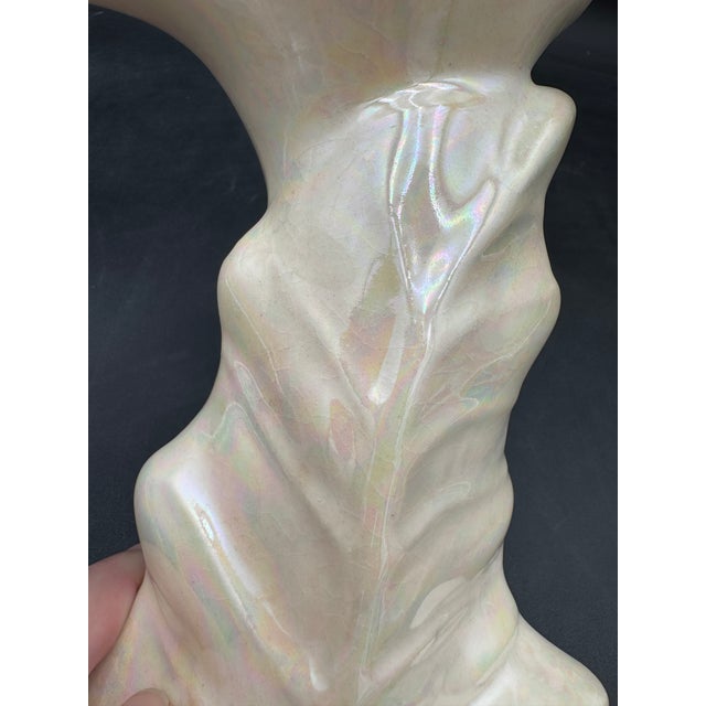 Ceramic Vintage Vase Pearlescent With Gold Calla Lily Hollywood Regency 22k Gold 7" For Sale - Image 7 of 12