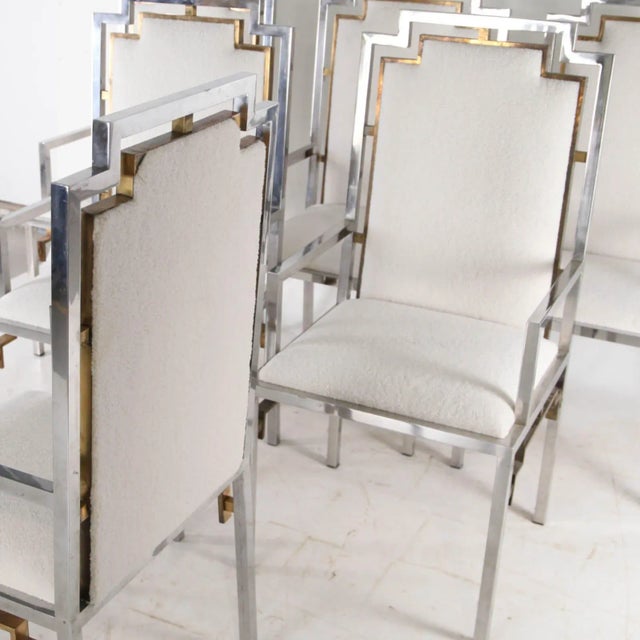 Vintage Steel and Brass Armchairs, 1970s, Set of 6 For Sale - Image 4 of 11