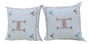 Early 21st Century White Moroccan Sabra Pillow Covers- a Pair