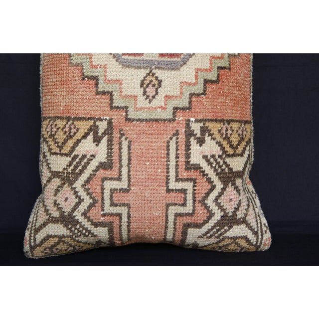 Red Handmade Decorative Oushak Rug Pillow Cushion Cover -16'' X 34'' For Sale - Image 8 of 13