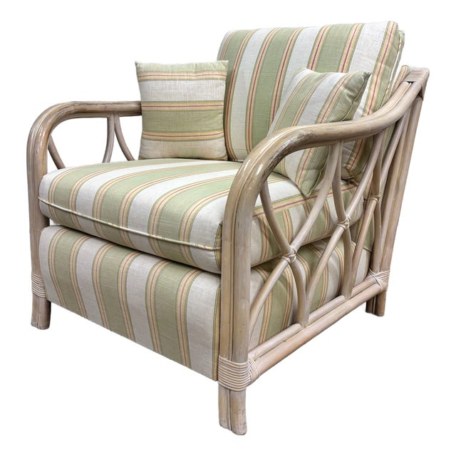Vintage MCM Style Organic Coastal Rattan Bamboo Chair For Sale