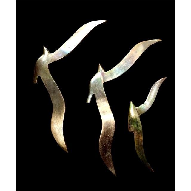 Mid-Century Modern Mid-Century Brass Birds in Flight- Set of 3 For Sale - Image 3 of 6