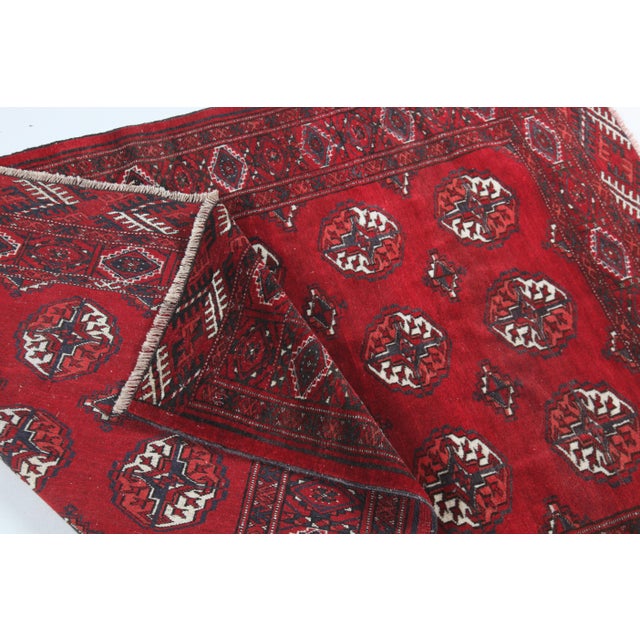 Mid-Century Turkmen Yomut Rug With Repeating Guls - Hand-Knotted Wool Circa 1950s -3' 6'' X 4' 10'' For Sale - Image 10 of 12