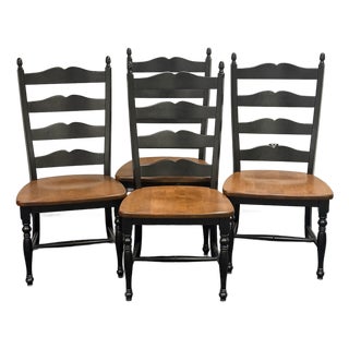 Bermex Farmhouse Painted Ladderback Chairs - Set of 4 For Sale