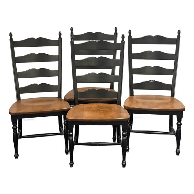 Bermex Farmhouse Painted Ladderback Chairs - Set of 4 For Sale