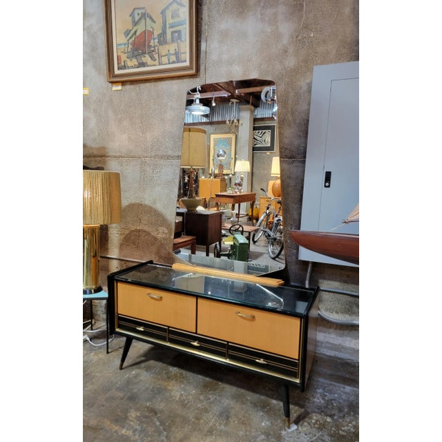 1950's Mid-Century Modern Vanity With Mirror & Lacquer Finish For Sale - Image 11 of 12