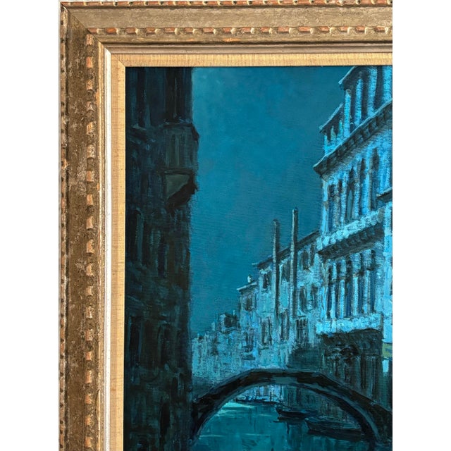 1950s Italian Nocturne Oil Painting by Guiseppe Marino (1916-1975), Framed For Sale - Image 4 of 11