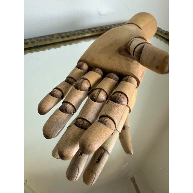 Vintage Mid-Century Articulated Wooden Artist Mannequin Hand For Sale - Image 4 of 11
