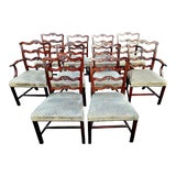 Early 20th Century Mahogany Chippendale Style Ribbon Back Dining Chairs- Set of 10 For Sale