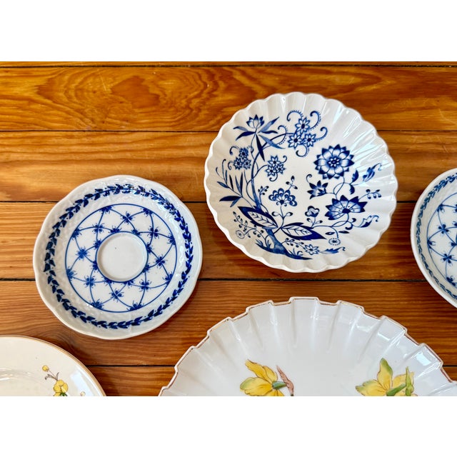 Carlsbad Porcelain Blue and Yellow Antique Wall Plate Decor - Set of 9 For Sale - Image 4 of 16