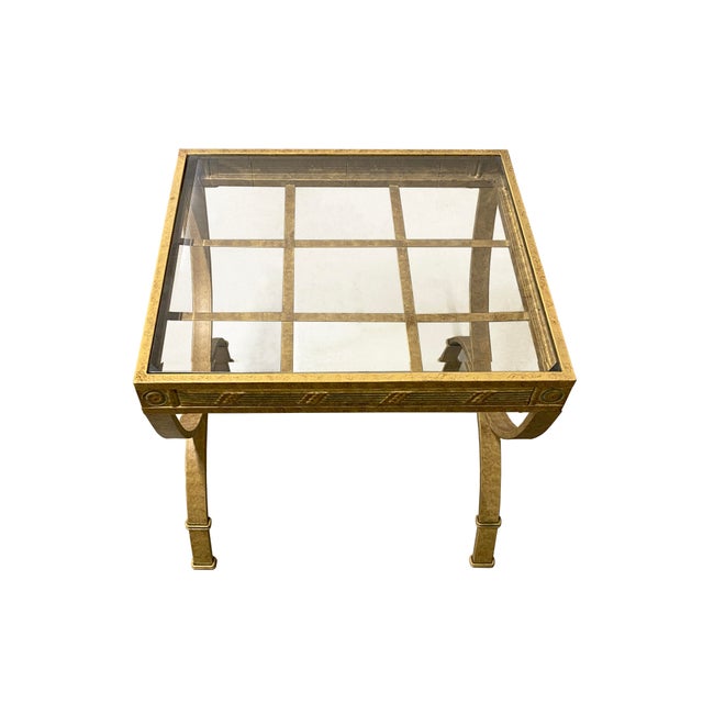 Neoclassical Mid 20th Century Pair of Neoclassical Style Metal Indoor/Outdoor Side Tables For Sale - Image 3 of 8