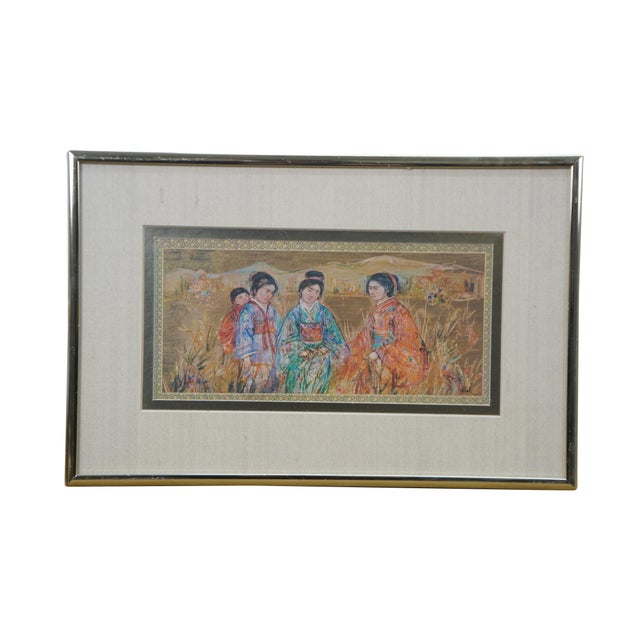Japanese 1980s Edna Hibel Japanese Ladies at Mountain & Mother Baby Oil Paintings - Set of 2 For Sale - Image 3 of 15