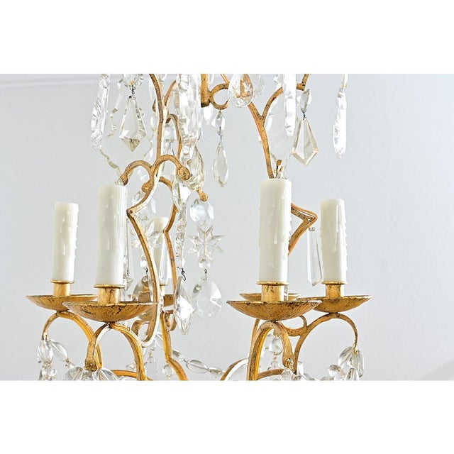Mid 20th Century French Vintage Gilt Bronze Chandelier in the Manner of Baguès For Sale - Image 5 of 15