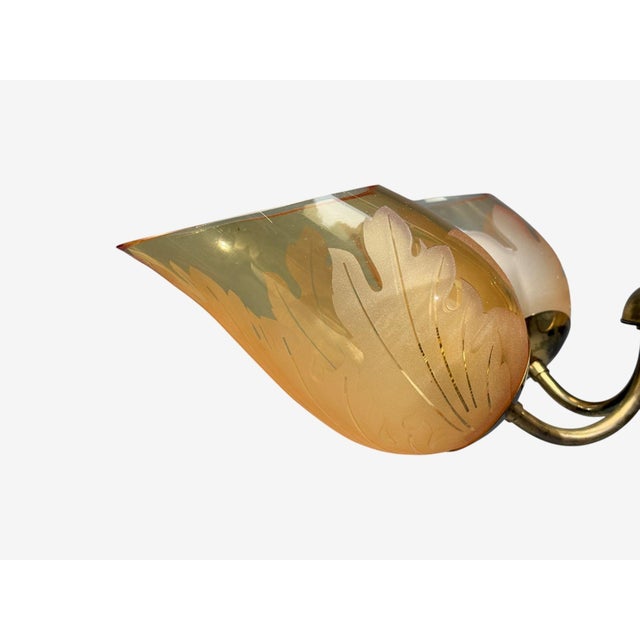 Metal Carl Erik Bodén, Chandelier, Brass, Glass, Sweden, 1940s For Sale - Image 7 of 10