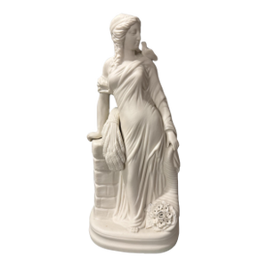 Antique Victorian Parian Porcelain Art Nouveau 13" Figural Maiden W Dove Statue