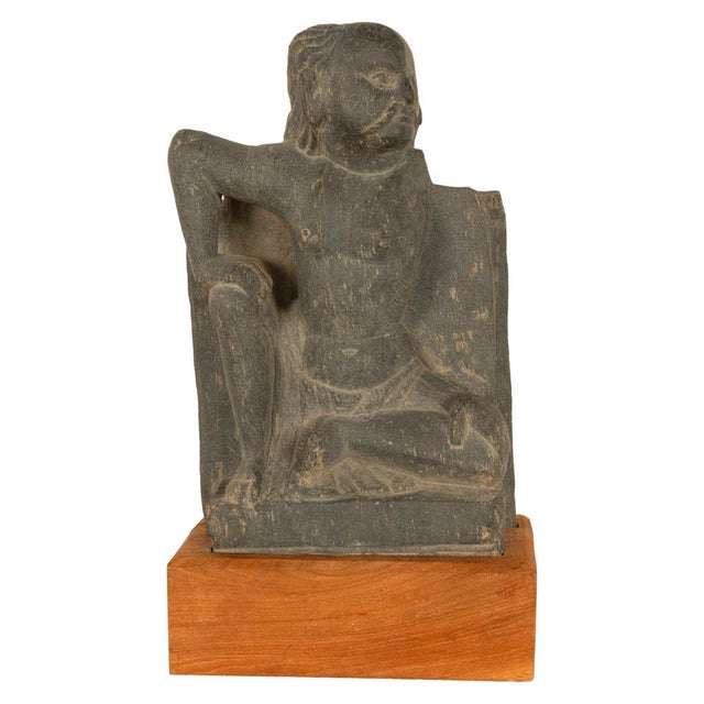 Ancient Gandhara Buddhist Carved Schist Statue of Atlas Kushan Empire 300 Ad For Sale - Image 11 of 15