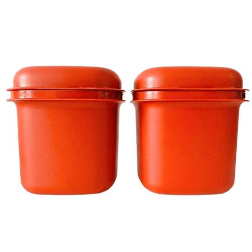 Vintage Orange Rust-Brown Food Storage Containers from Tupperware, 1970s, Set of 6 For Sale - Image 4 of 11