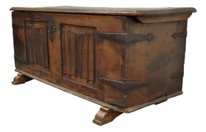Antique 18th C. Gothic Renaissance Chestnut Large Coffer Blanket Chest Trunk