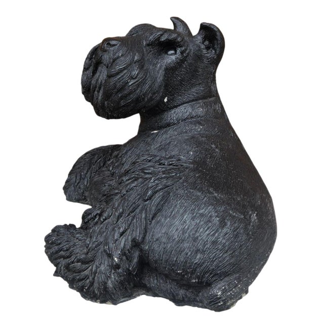 Figurative Scottish Terrier Dog Statue Black Cement Sculpture Realistic Scottie Large Vintage For Sale - Image 3 of 18