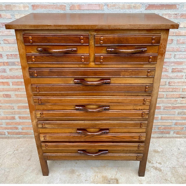 20th Century Spanish Tuscan Sifonier with Six Drawers in Carved Pine, 1950s For Sale - Image 16 of 18