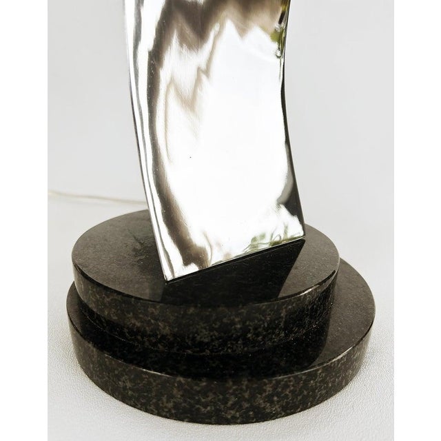 Abstract Sculpted Stainless Steel Table Lamp, Metal Shade by Norton For Sale - Image 11 of 12