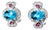 Late 20th Century Pair of 14K White Gold Blue Topaz Garnet Diamond Heart Earrings For Sale