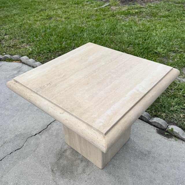 Vintage Italian Travertine Side Table For Sale - Image 4 of 9